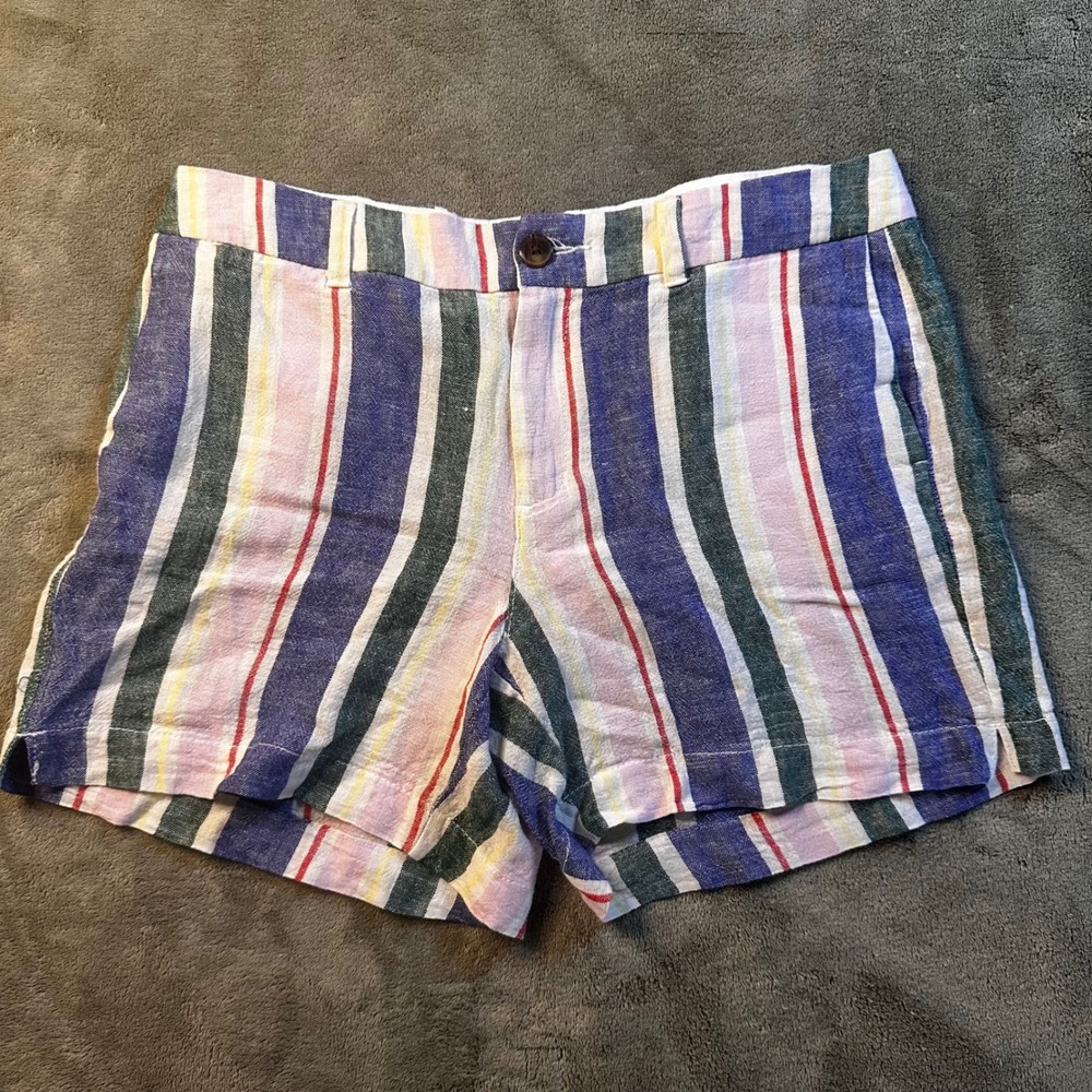 Old Navy Everyday Short Womens 10 Linen Blend Striped Multi Color Casual Summer